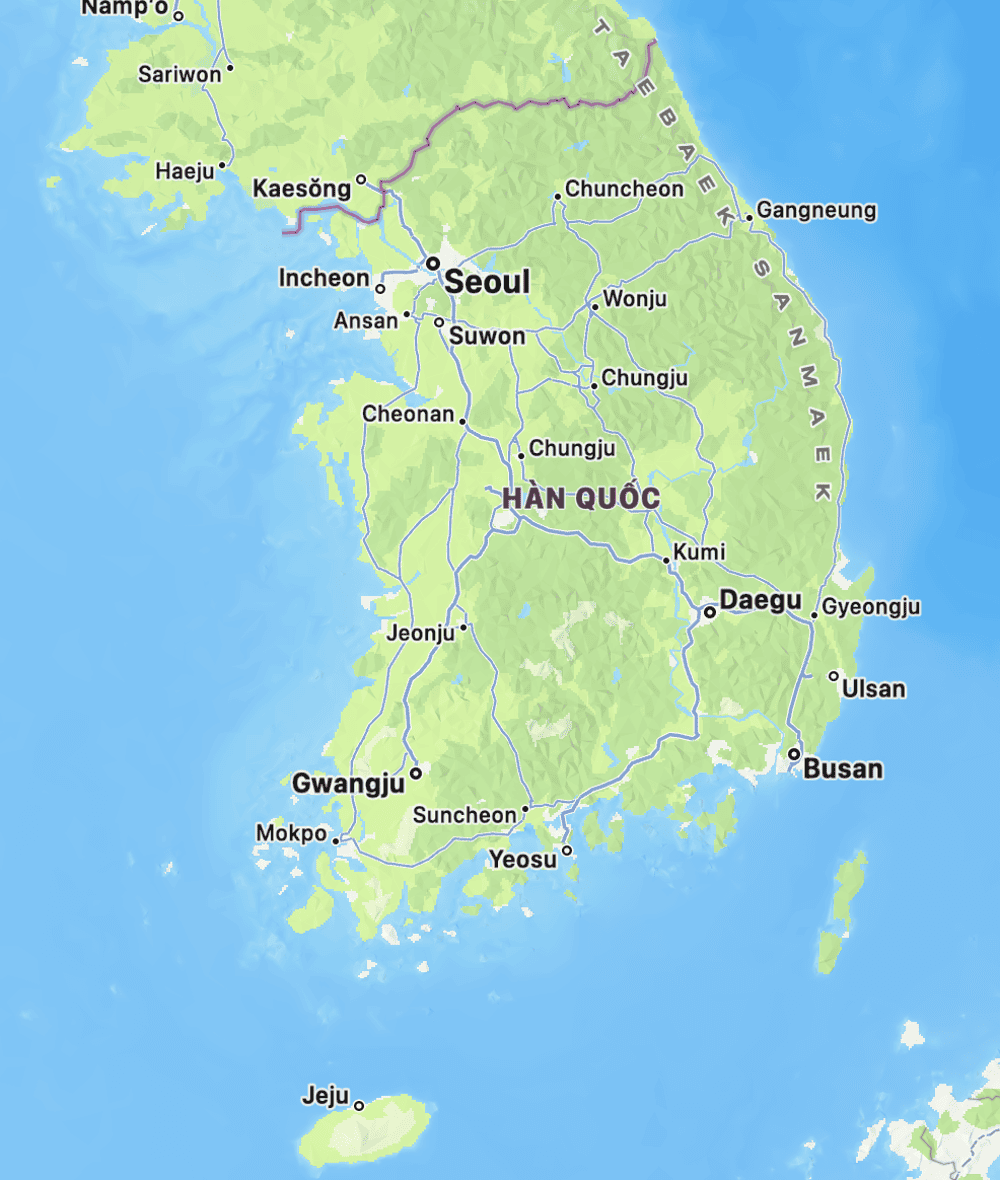 Bản đồ Hàn Quốc. (Nguồn: Internet)